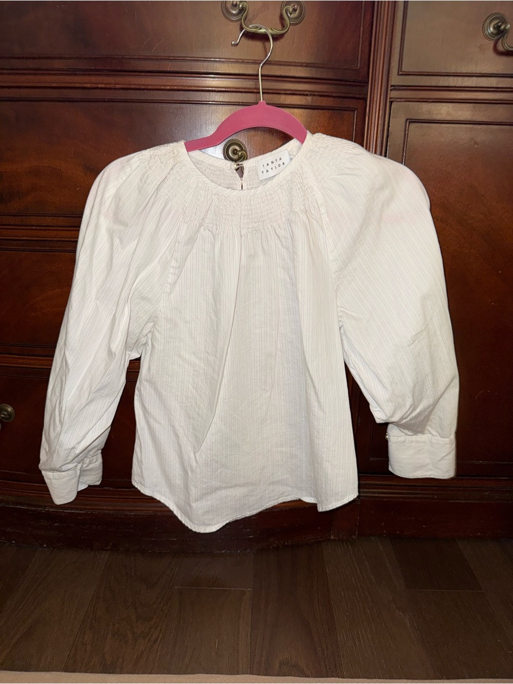 Tanya Taylor Cream Smocked Top XS